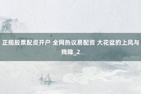 正规股票配资开户 全网热议易配资 大花盆的上风与残障_2