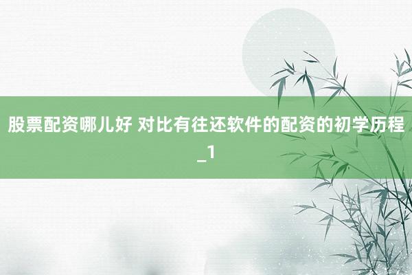 股票配资哪儿好 对比有往还软件的配资的初学历程_1